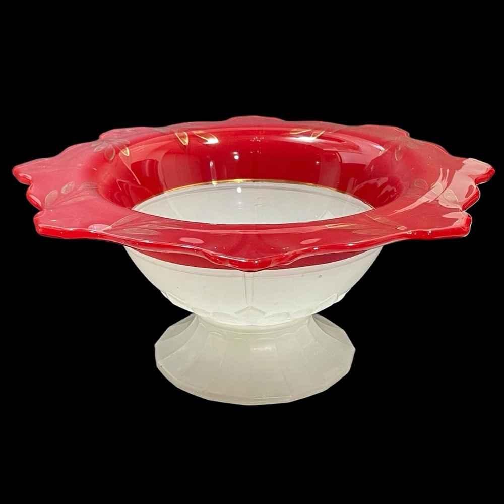 Vintage 1930s Indiana Glass Modern Classic Pedestal Console Bowl Art Deco